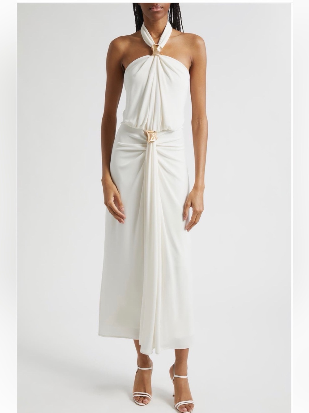 Cinq A Sept Kaily Bangle Detail Halter Neck Dress